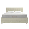 COSMOLIVING ELIZABETH BED DOUBLE UK IVORY VELVET (BOX 1/2) - Ivory - N/A