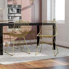 COSMOLIVING UK Astrid Wire Metal Dining Chair Gold Dorel Home Europe