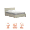 COSMOLIVING ELIZABETH BED DOUBLE UK IVORY VELVET (BOX 1/2) - Ivory - N/A