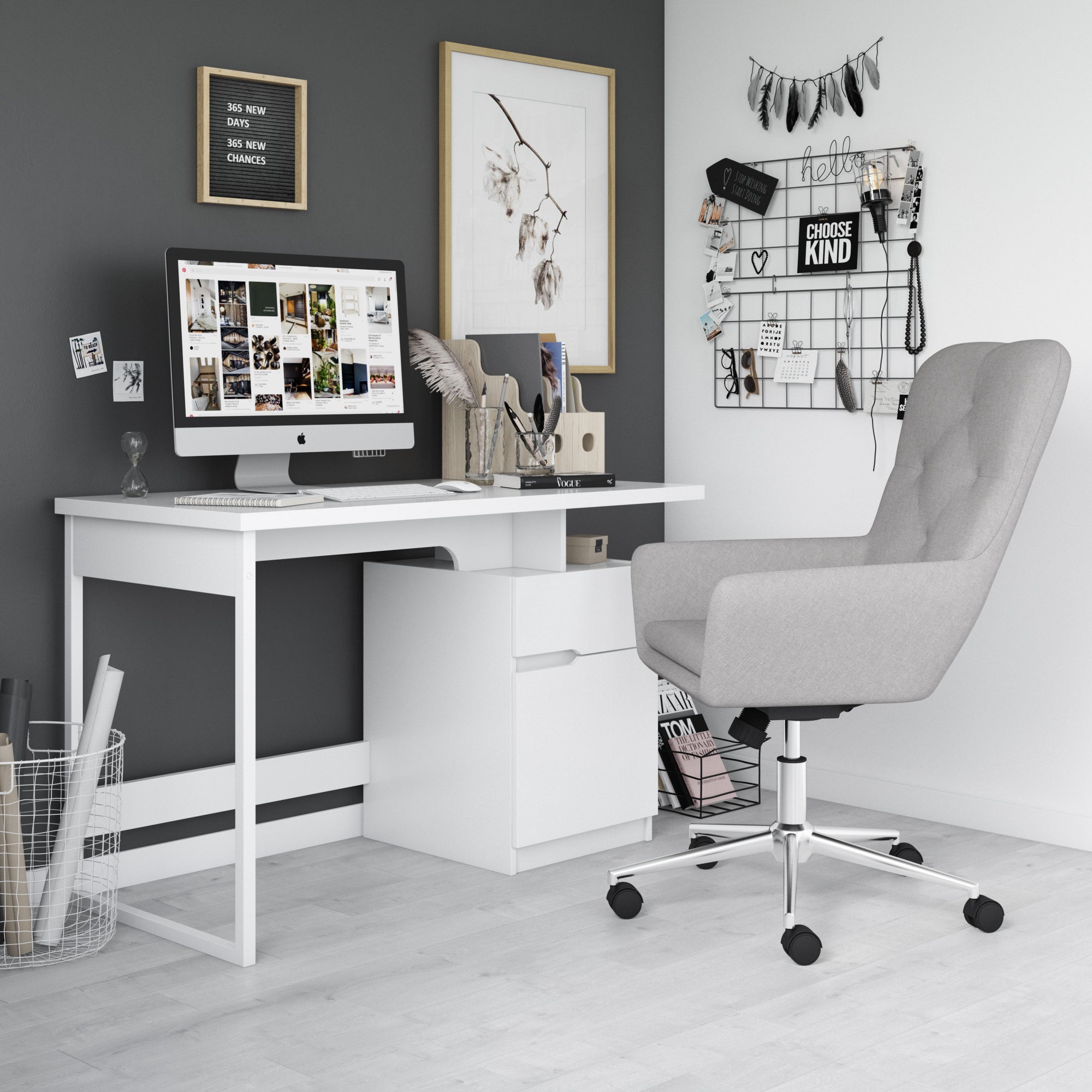 ALPHASON BRIDPORT DESK WHITE GLOSS Dorel Home Europe